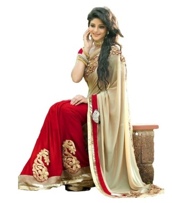 India Desire : Buy Ganga Silk Embriodered Bollywood Georgette Sari At Rs. 699 From Flipkart